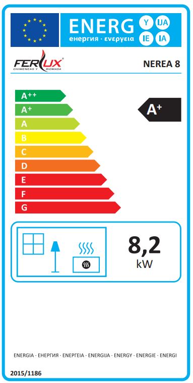 Certificado energético estufa de pellets Nerea de 8 kW