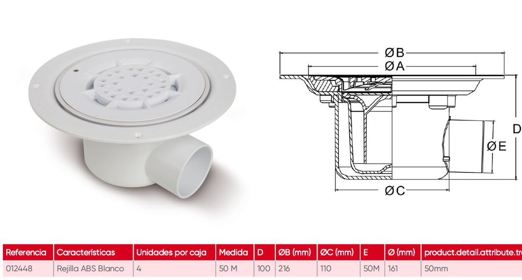 SUMIDERO REVESTIMIENTO VINÍLICO CAMALEON SALIDA HORIZONTAL S-399