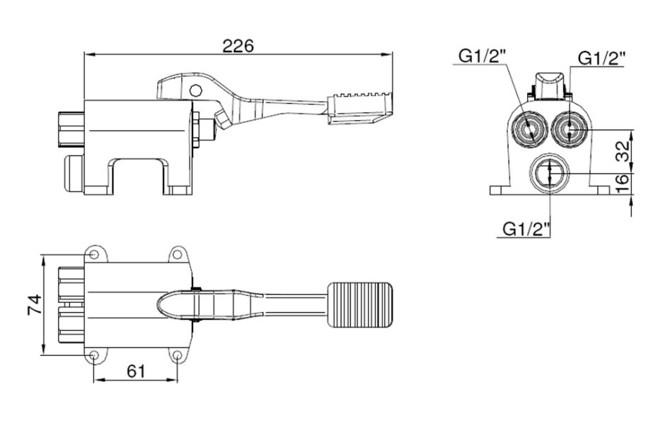 PEDAL MEZCLADOR 2 AGUAS PROGRESIVO FIJACION SUELO NOFER 07107.2.B