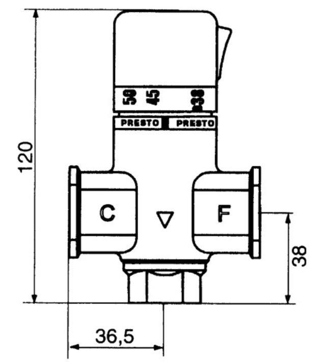 VÁLVULA MEZCLADORA TERMOSTÁTICA 3/4&quot; PRESTO 99400