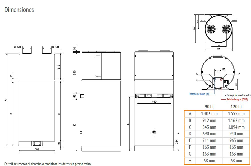 AEROTERMO ACS EGEA TECH LT MURAL 120L FERROLI