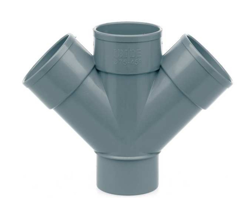 DERIVACION DOBLE PLANA PVC SANITARIO 40x45º
