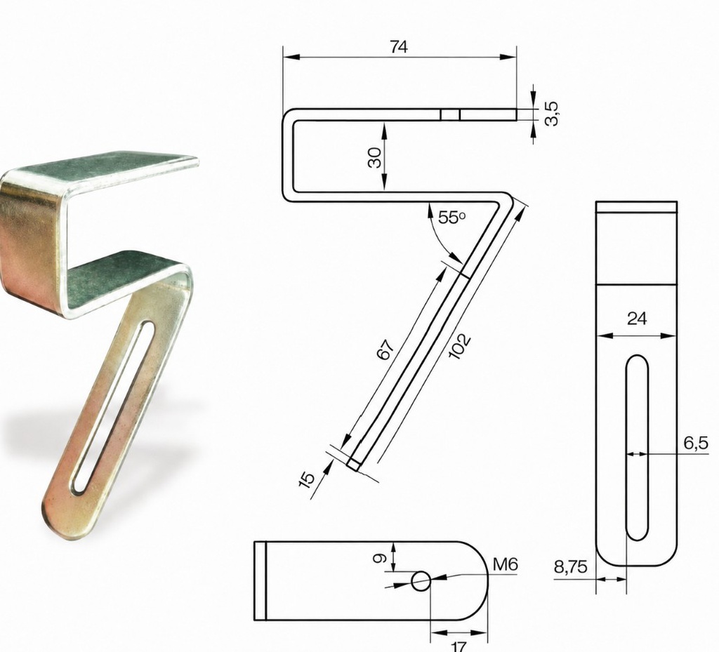 PATO ZINCADO CANALÓN TEJA 30mm