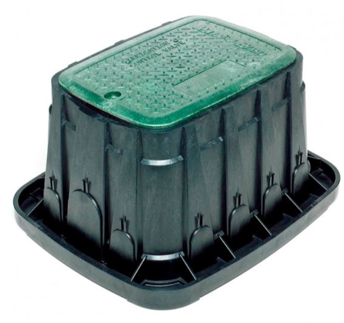 ARQUETA VB RECTANGULAR CUERPO NEGRO Y TAPA VERDE CON TORNILLO HEXAGONAL LARGO X ANCHO X ALTO = 59 X 49 X 30.7 CM - RAIN BIRD