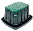 ARQUETA VB RECTANGULAR CUERPO NEGRO Y TAPA VERDE CON TORNILLO HEXAGONAL LARGO X ANCHO X ALTO = 59 X 49 X 30.7 CM - RAIN BIRD