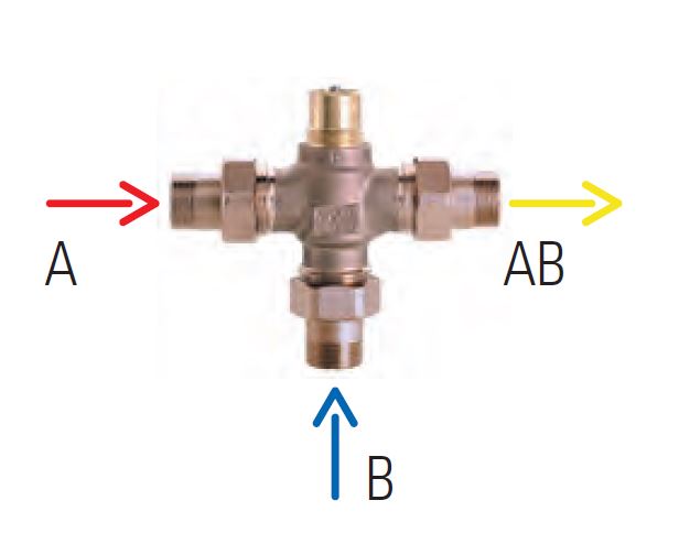 VÁLVULA MEZCLADORA A TRES VÍAS PARA KIT REGULACIÓN ELECTRÓNICA DN 20 - 4 G 1/2” H EMMETI