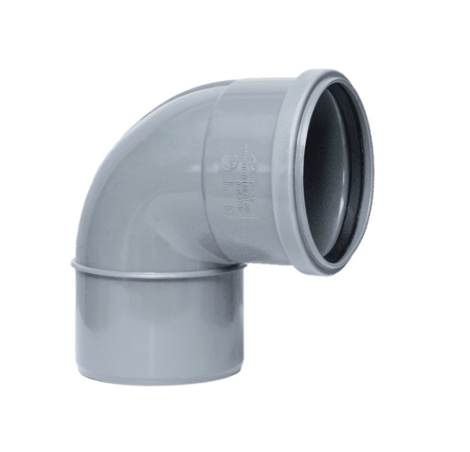 CODO PVC GRIS CON JUNTA M-H 110x87º 