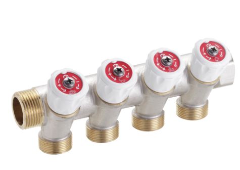 COLECTOR NIQUELADO 1" M24x19 C/LLAVES 4 SALIDAS EMMETI