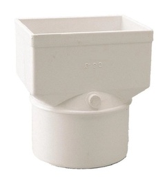 [021202630] MANGUITO TRANSICION A BAJANTE 90Ø CANALÓN 26 RECTANGULAR BLANCO