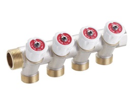 [45550503A] COLECTOR NIQUELADO 1" M24x19 C/LLAVES 3 SALIDAS EMMETI